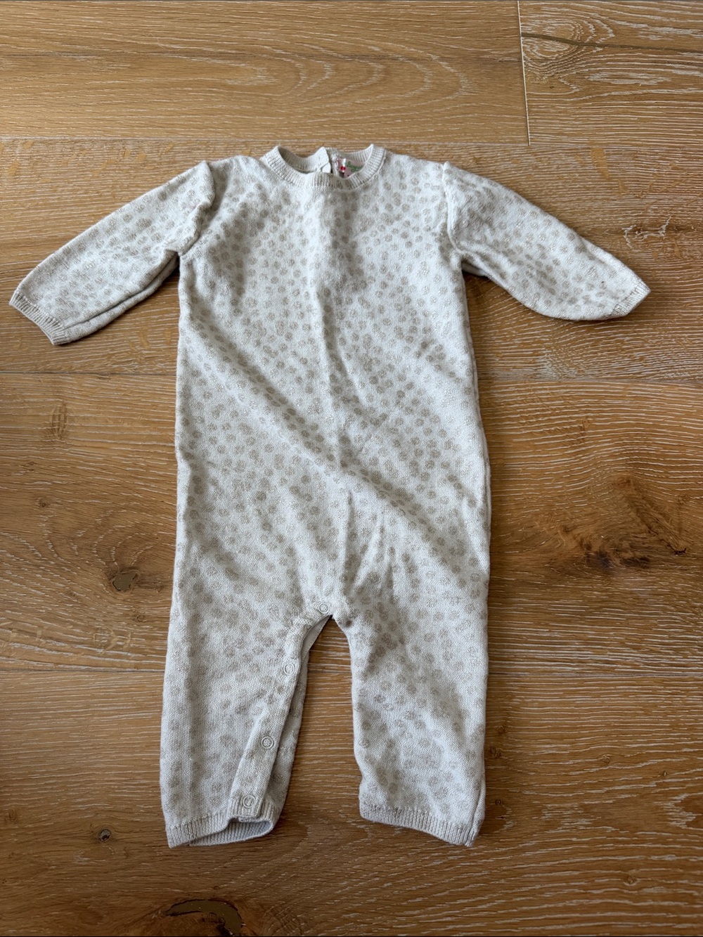 Bonpoint Knit Romper Cream with Metallic Dot Print